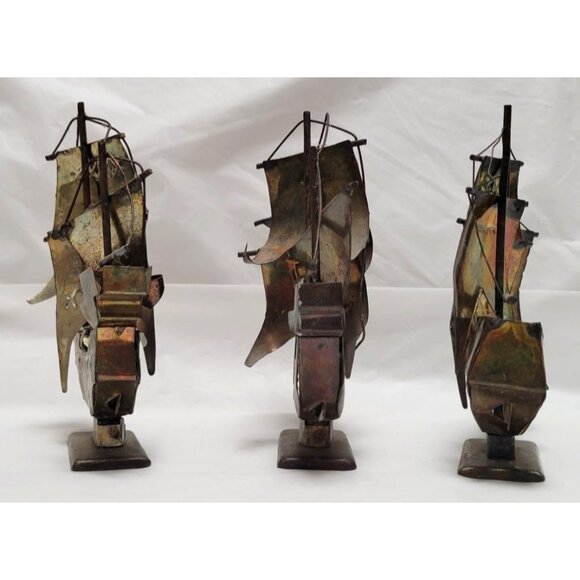 Lot of 3 Vintage Brass Ship Sculptures Nina Pinta Santa Maria - Picture 7 of 9